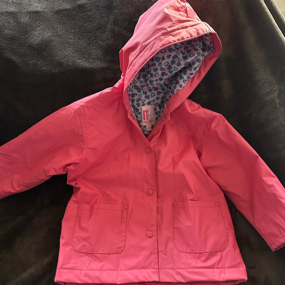Vibrant Pink Kids Raincoat with Patterned Lining